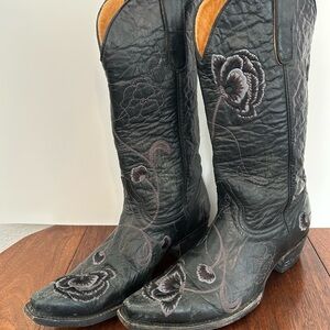 Old Gringo Black and Grey Floral Leather Cowboy Boots.